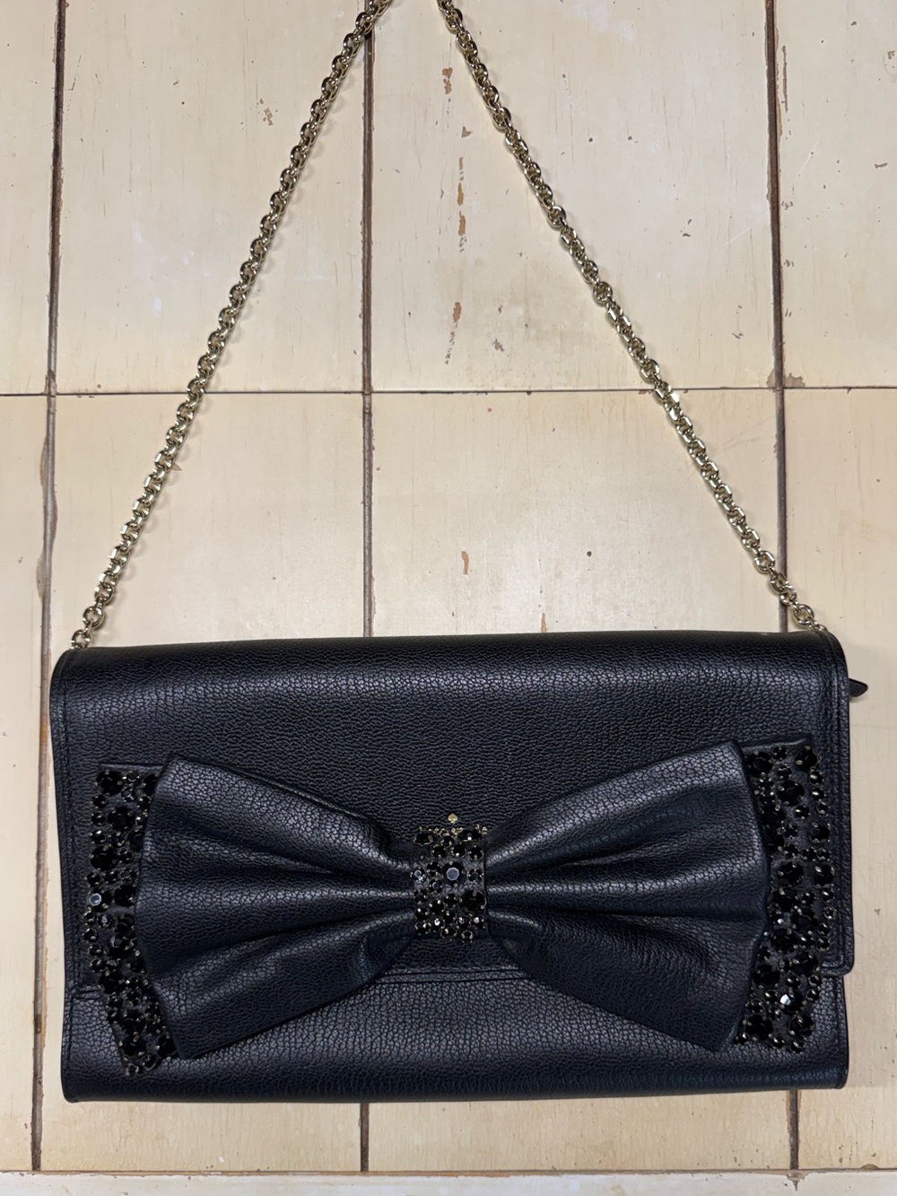kate spade Black Leather Bow Chain Shoulder Bag